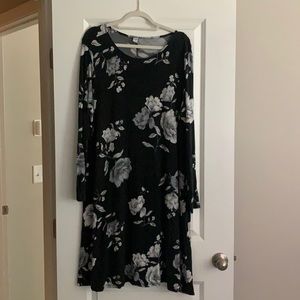 Black Floral Long Sleeve Old Navy Dress